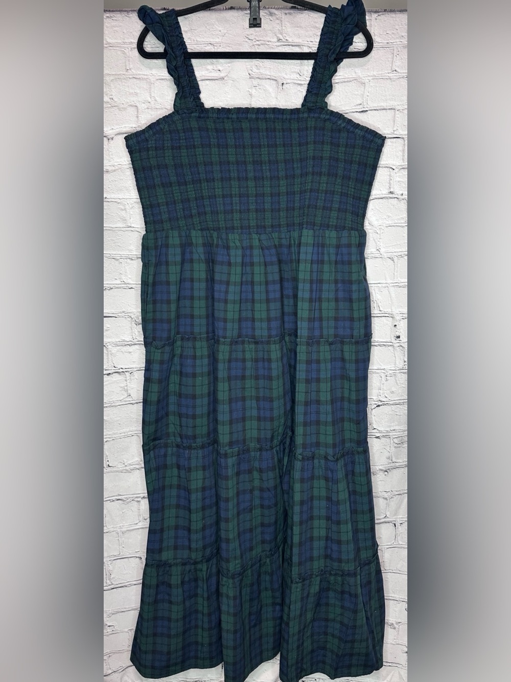 Plaid Smocked Maxi Dress